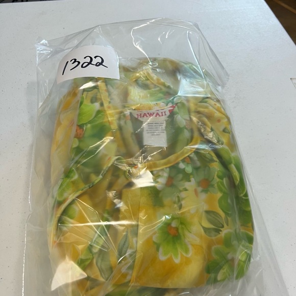 Vintage Sears Hawaii Dress Womens 10 Maxi Yellow Floral Muumuu Tropical Beach - Picture 14 of 14